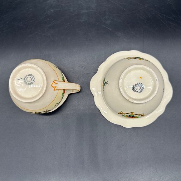 Vintage Floral Creamer Sugar Bowl Set 1920s Art Nouveau John Maddock & Sons - Picture 7 of 10